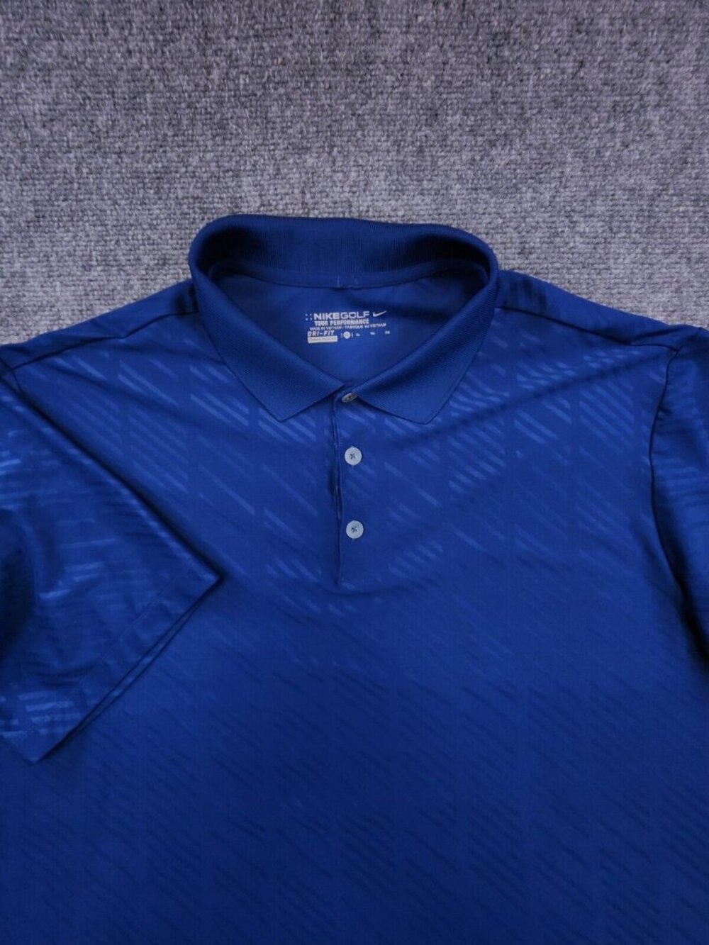 Nike Golf Tour Performance Dri Fit XL Blue Polo Short Sleeve Polyester Spandex